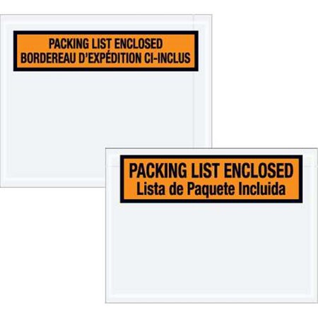 Bondad 7 .5 x 5 .5 in. 2 Mil Poly Orange Bilingual Packing List Envelopes - Orange BO3356847